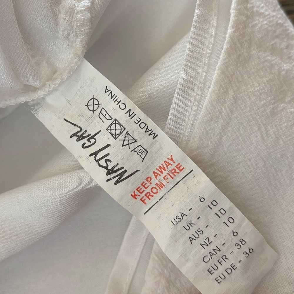Nasty Gal Collection “Strings Attached” Lace-Up Mini Dress Womens 6 White Lined - Picture 10 of 11